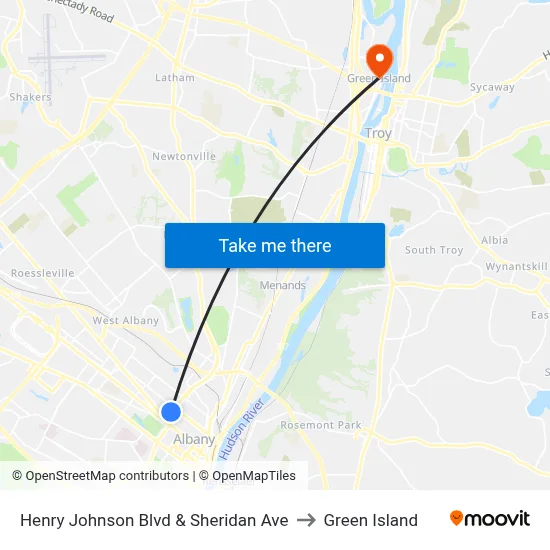 Henry Johnson Blvd & Sheridan Ave to Green Island map