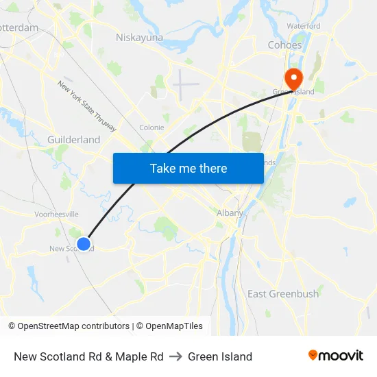 New Scotland Rd & Maple Rd to Green Island map