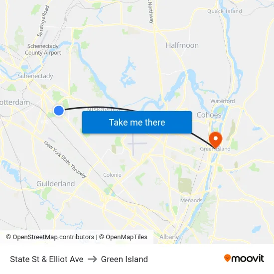 State St & Elliot Ave to Green Island map