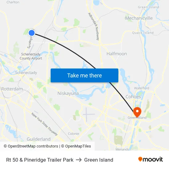 Rt 50 & Pineridge Trailer Park to Green Island map