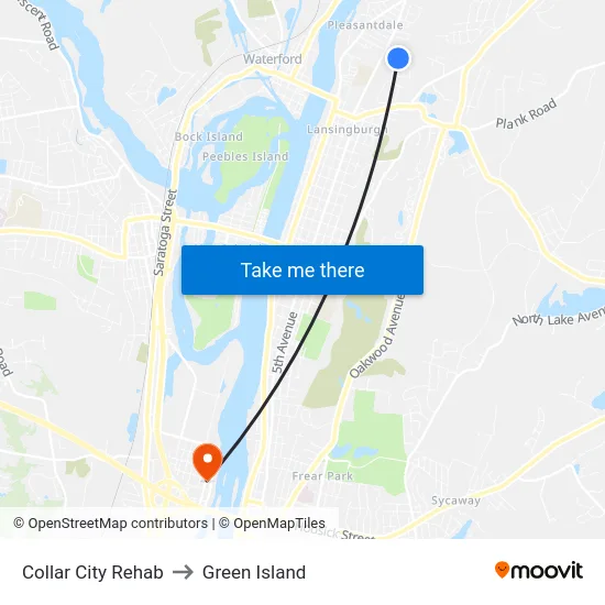 Collar City Rehab to Green Island map