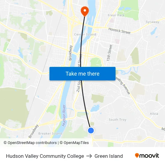 Hudson Valley Community College to Green Island map