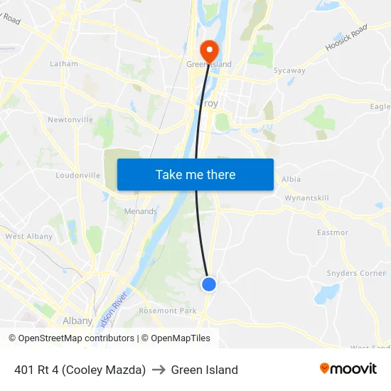 401 Rt 4 (Cooley Mazda) to Green Island map