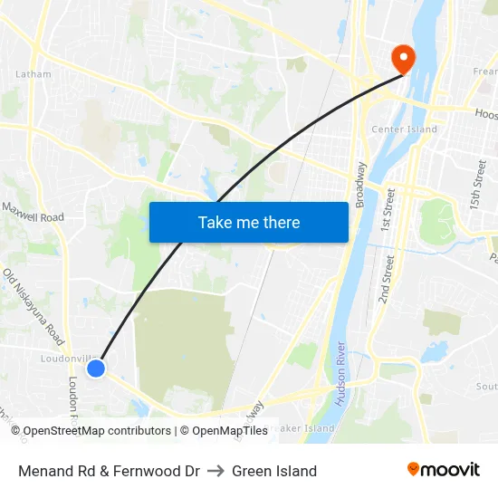 Menand Rd & Fernwood Dr to Green Island map