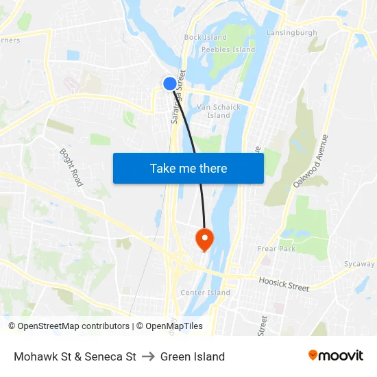Mohawk St & Seneca St to Green Island map