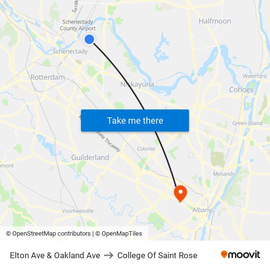 Elton Ave & Oakland Ave to College Of Saint Rose map
