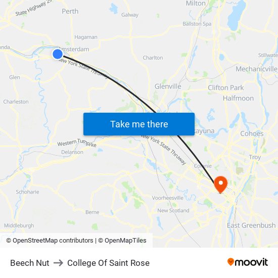 Beech Nut to College Of Saint Rose map