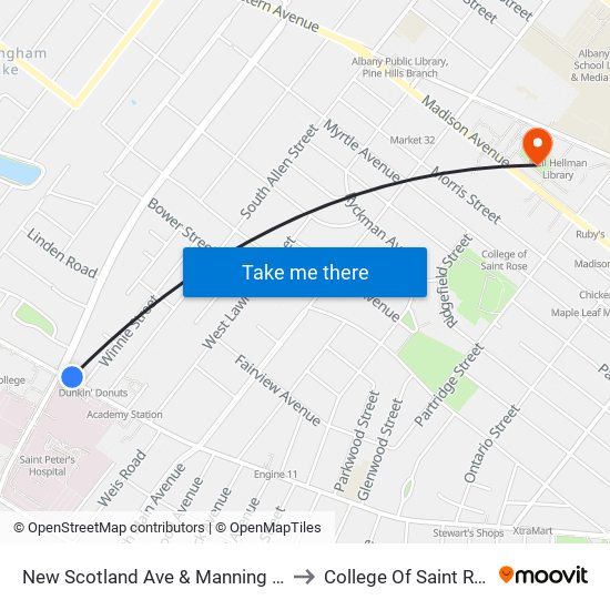 New Scotland Ave & Manning Blvd to College Of Saint Rose map