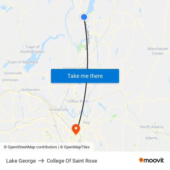 Lake George to College Of Saint Rose map