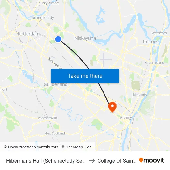 Hibernians Hall (Schenectady Senior Center) to College Of Saint Rose map