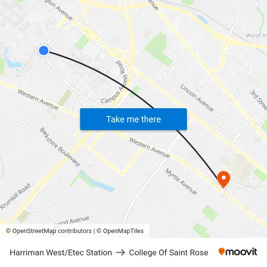 Harriman West/Etec Station to College Of Saint Rose map