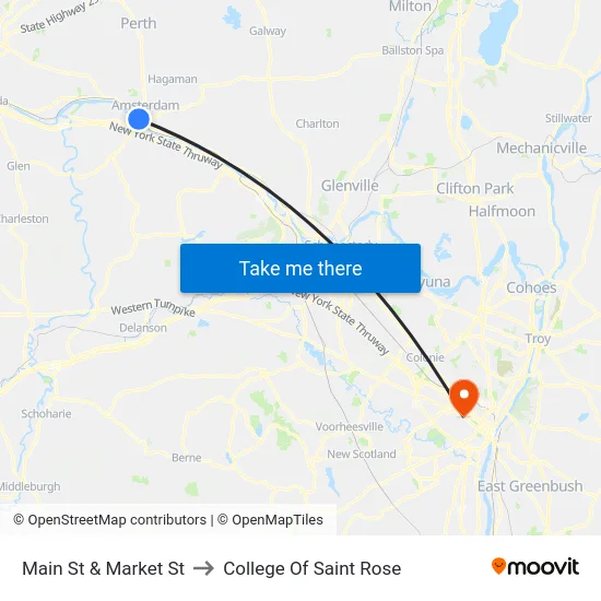 Main St & Market St to College Of Saint Rose map