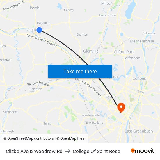 Clizbe Ave & Woodrow Rd to College Of Saint Rose map