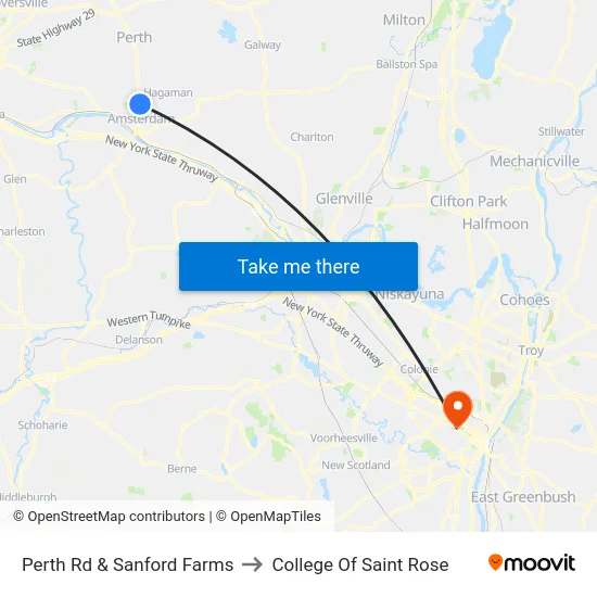 Perth Rd & Sanford Farms to College Of Saint Rose map