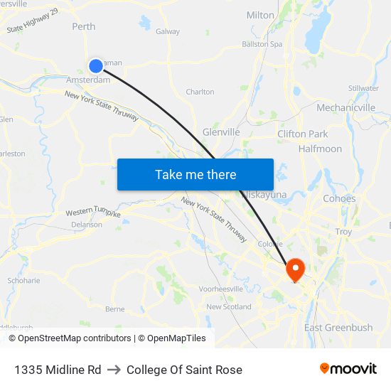 1335 Midline Rd to College Of Saint Rose map