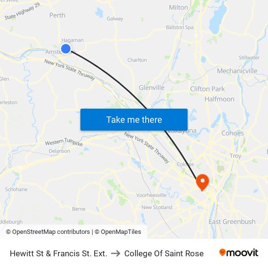 Hewitt St & Francis St. Ext. to College Of Saint Rose map