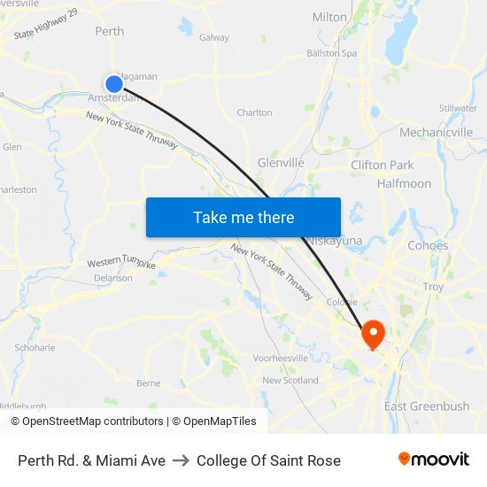 Perth Rd. & Miami Ave to College Of Saint Rose map