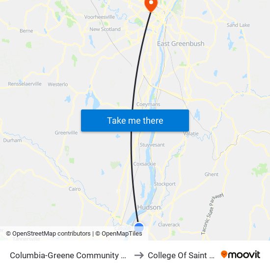 Columbia-Greene Community College to College Of Saint Rose map