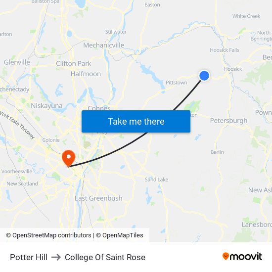 Potter Hill to College Of Saint Rose map