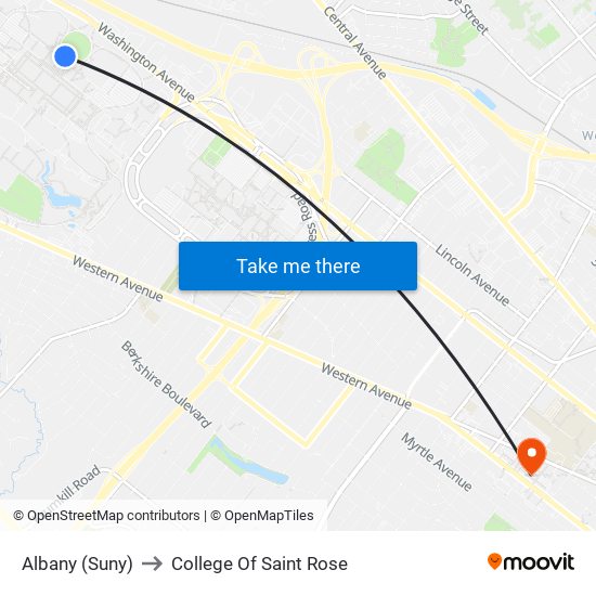 Albany (Suny) to College Of Saint Rose map