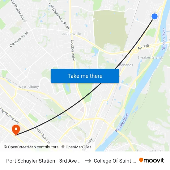 Port Schuyler Station - 3rd Ave & 5th St to College Of Saint Rose map