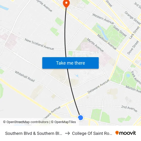 Southern Blvd & Southern Blvd to College Of Saint Rose map