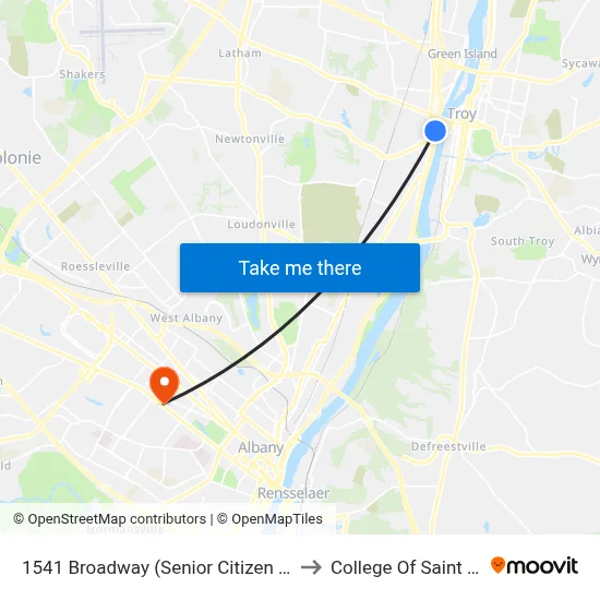 1541 Broadway (Senior Citizen Center) to College Of Saint Rose map