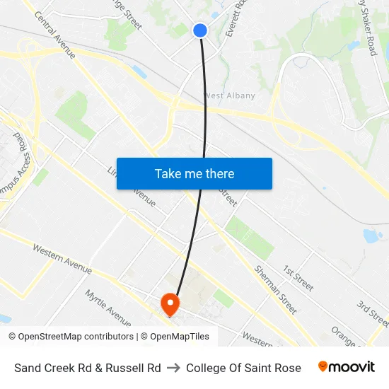 Sand Creek Rd & Russell Rd to College Of Saint Rose map