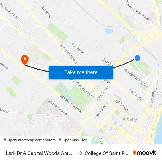 Lark Dr & Capital Woods Apts #3 to College Of Saint Rose map