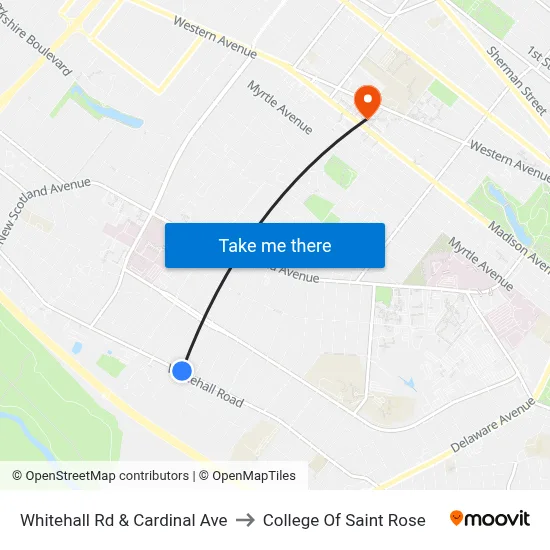 Whitehall Rd & Cardinal Ave to College Of Saint Rose map