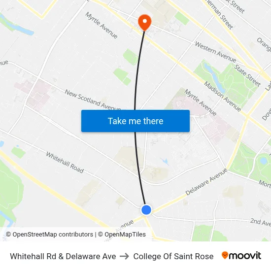 Whitehall Rd & Delaware Ave to College Of Saint Rose map