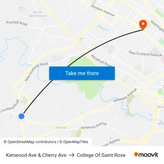Kenwood Ave & Cherry Ave to College Of Saint Rose map
