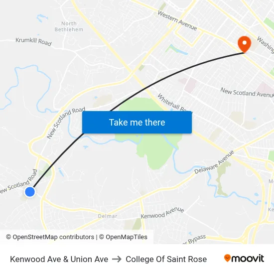 Kenwood Ave & Union Ave to College Of Saint Rose map