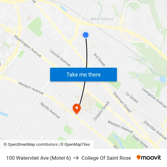 100 Watervliet Ave (Motel 6) to College Of Saint Rose map