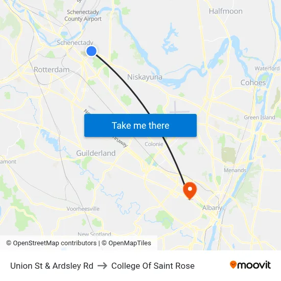 Union St & Ardsley Rd to College Of Saint Rose map