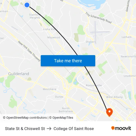 State St & Chiswell St to College Of Saint Rose map
