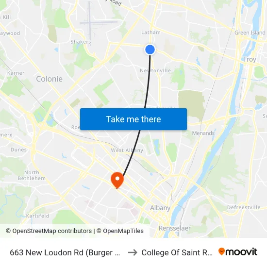663 New Loudon Rd (Burger King) to College Of Saint Rose map