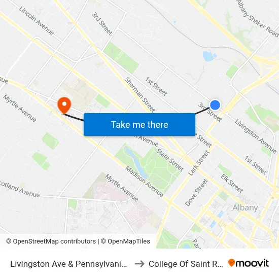 Livingston Ave & Pennsylvania Ave to College Of Saint Rose map