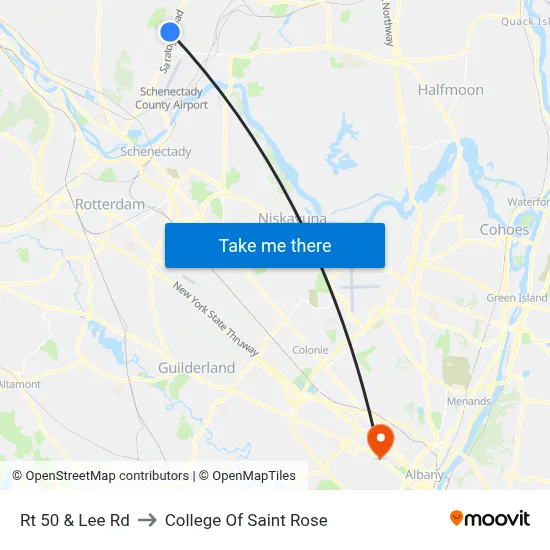 Rt 50 & Lee Rd to College Of Saint Rose map