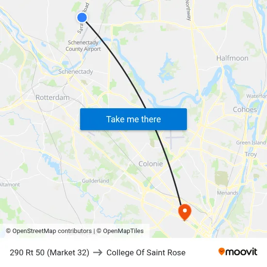 290 Rt 50 (Market 32) to College Of Saint Rose map
