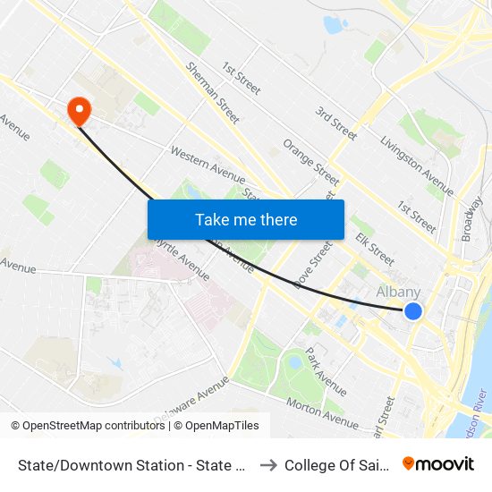 State/Downtown Station - State St & Lodge St to College Of Saint Rose map