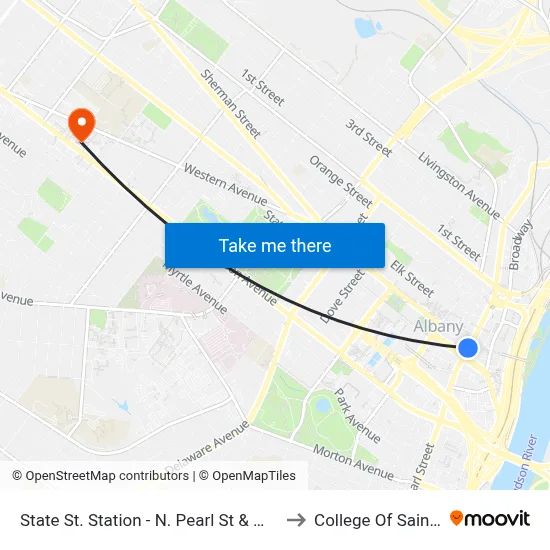 State St. Station - N. Pearl St & Maiden Lane to College Of Saint Rose map