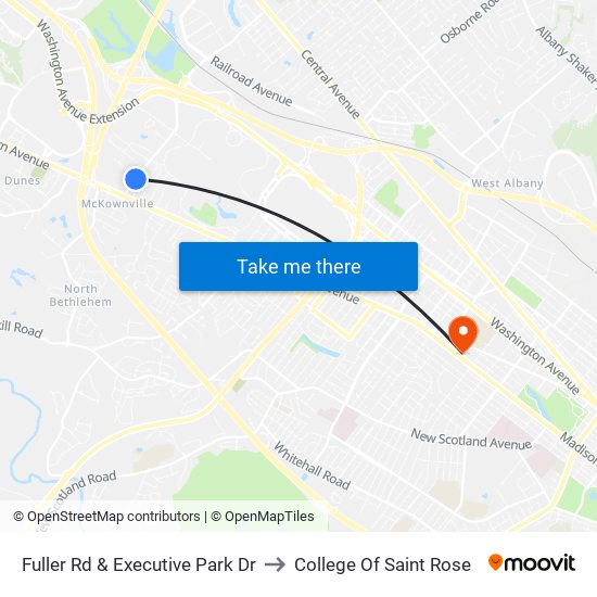 Fuller Rd & Executive Park Dr to College Of Saint Rose map