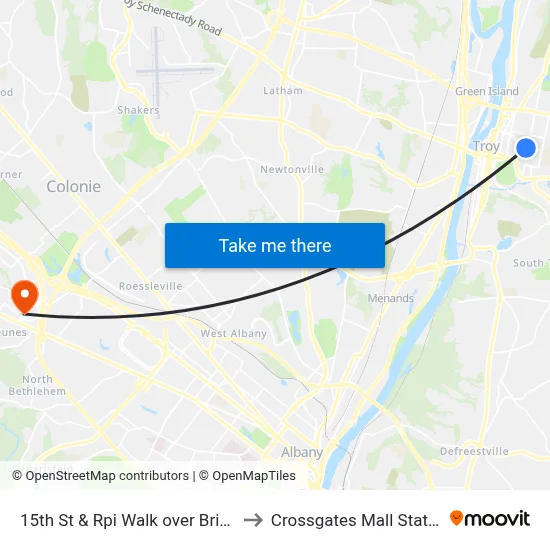 15th St & Rpi Walk over Bridge to Crossgates Mall Station map