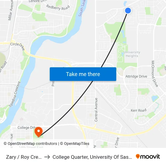 Zary / Roy Crescent to College Quarter, University Of Saskatchewan map