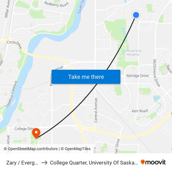 Zary / Evergreen to College Quarter, University Of Saskatchewan map