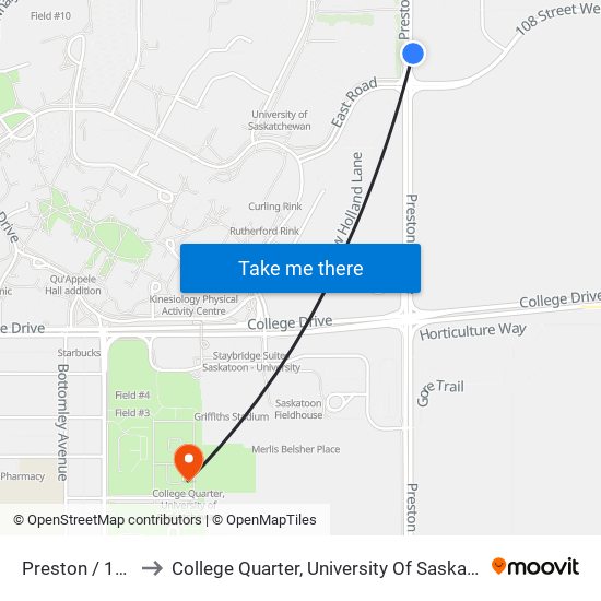 Preston / 108th to College Quarter, University Of Saskatchewan map