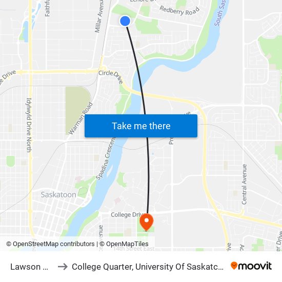 Lawson Hub to College Quarter, University Of Saskatchewan map