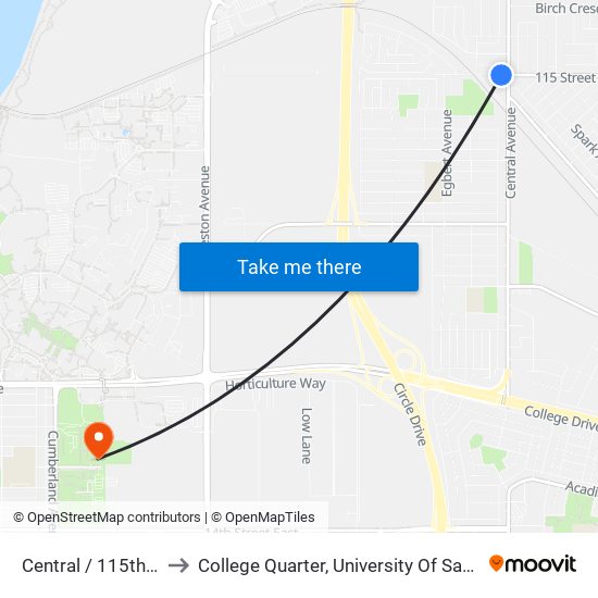 Central / 115th Street to College Quarter, University Of Saskatchewan map