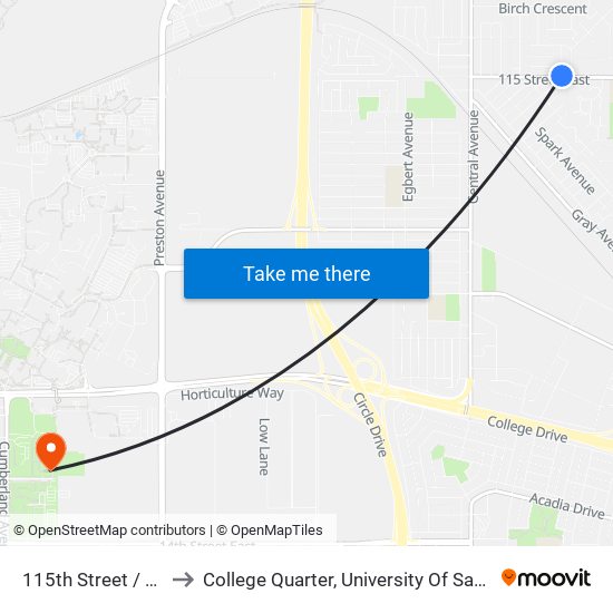 115th Street / Spruce to College Quarter, University Of Saskatchewan map